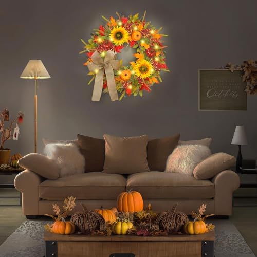ICX 24-26 Inch Fall Wreath with Lights