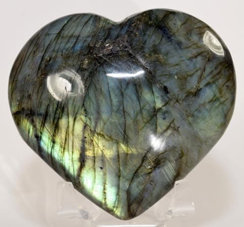 37 Inch Blue Flash Labradorite Heart with Stand