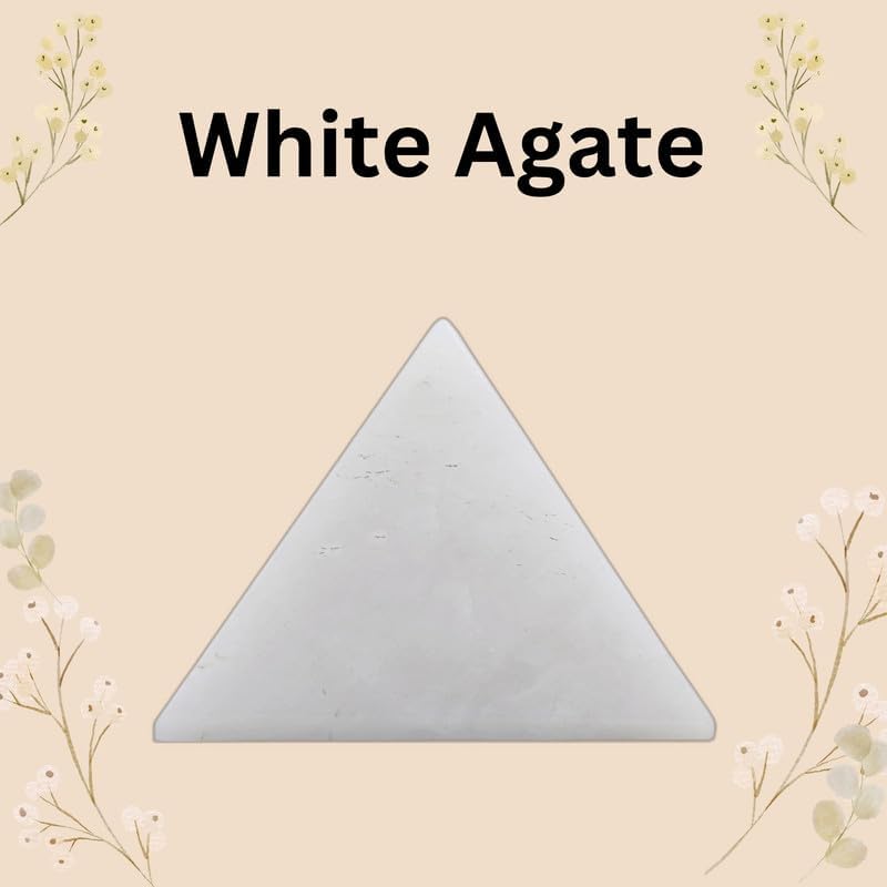 Natural White Agate Pyramid Stone 1 Inch 1 Pcs
