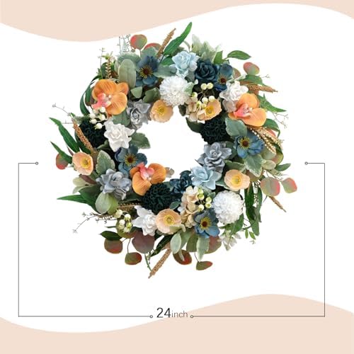 Bibelot 22 Inch Artificial Spring Floral Wreath for Front Door