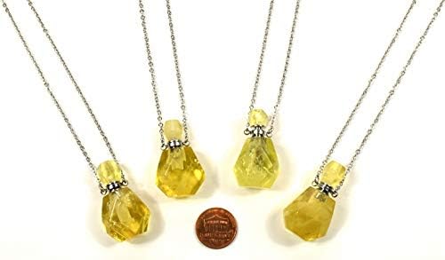 33mm Golden Citrine Perfume Carved Bottle with Chain