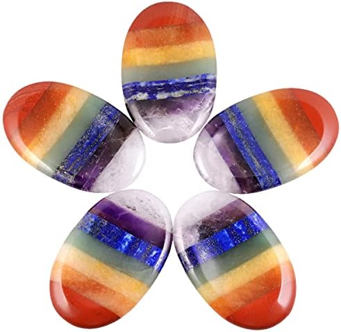 TUMBEELLUWA 7 Chakra Crystal Thumb Worry Stone