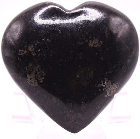 Pair 25 Inch Nuummite Heart Crystals with Stand