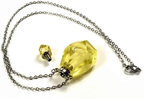 33mm Golden Citrine Perfume Carved Bottle with Chain