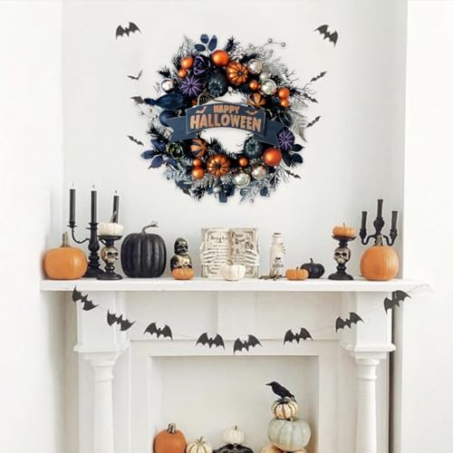 Halloween Glitter Pumpkin Wreath with Decorative Elements