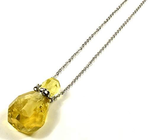 33mm Golden Citrine Perfume Carved Bottle with Chain