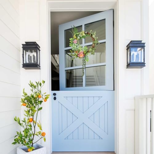 Beinhome 16 Inch Artificial Succulent Wreath for Front Door and Wall Decor