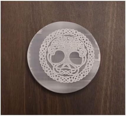 Flower Of Tree Symbol Selenite Plate