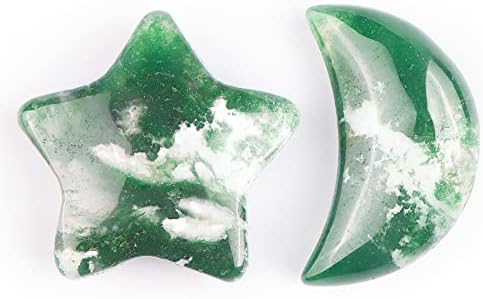 SMQ Moss Agate Moon Star Healing Crystal Set