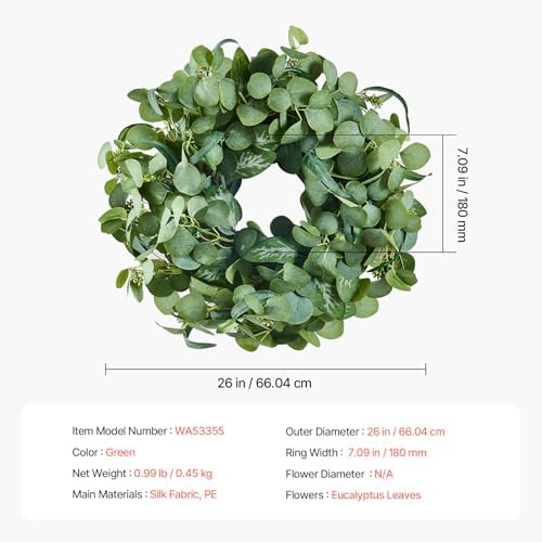 VEVOR 26 Inch Eucalyptus Wreath with Berries