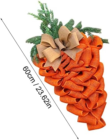 Easter Carrot Wreath with Bow and Eucalyptus Leaves
