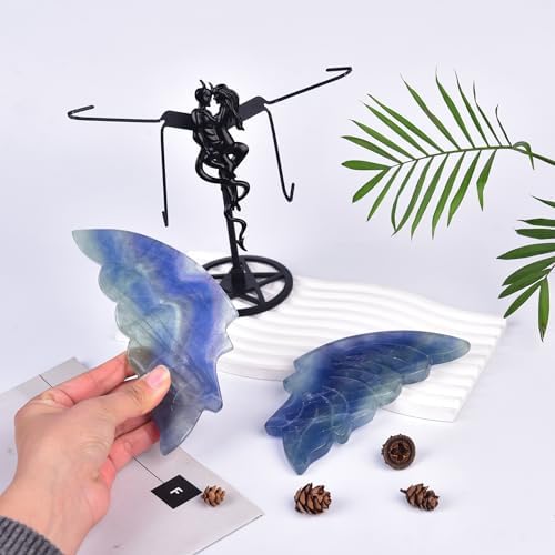 JIC Gem Blue Fluorite Butterfly Wings Sculpture