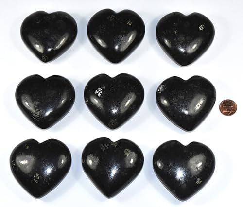 Pair 25 Inch Nuummite Heart Crystals with Stand