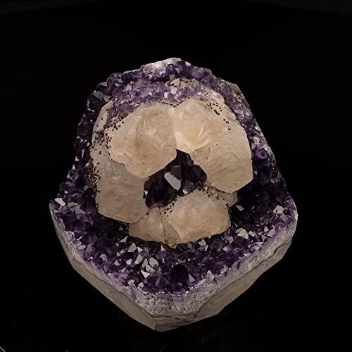 Ag Minerals Calcite on Amethyst with Goethite Stones