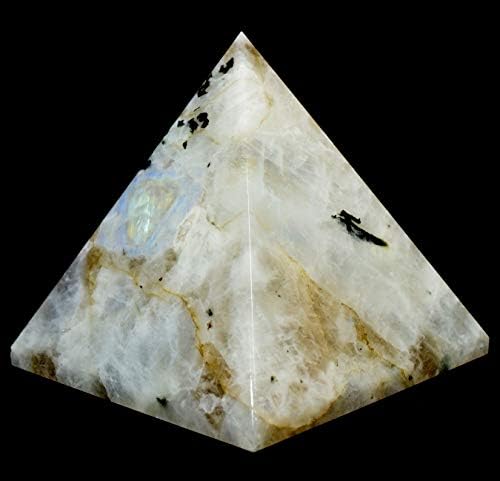 HC Set 79mm Rainbow Moonstone Pyramid with Clear Quartz Cabochon