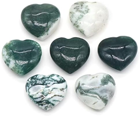 LE SKY 20 Pcs Natural Heart Shape Healing Crystal Agate Chakra Beads