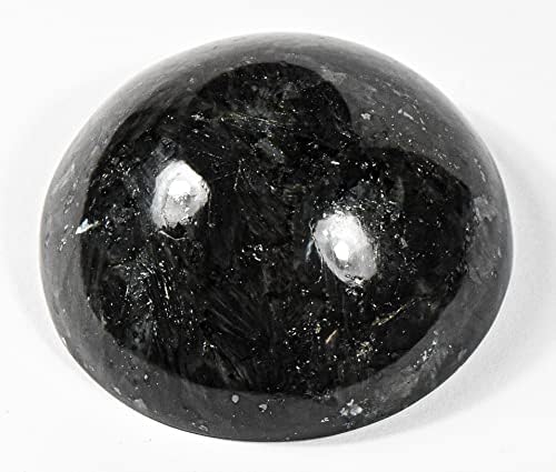 3 Inch Black Larvikite Gemstone Bowl with Moonstone