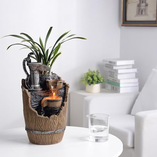 Tabletop Fountain with LED Lights for Relaxation and Air Purification