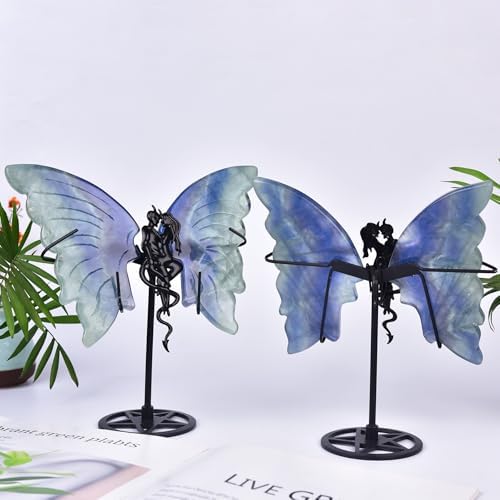 JIC Gem Blue Fluorite Butterfly Wings Sculpture