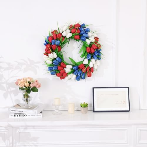 UArtlines 20 Inch Tulip Wreath for Front Door
