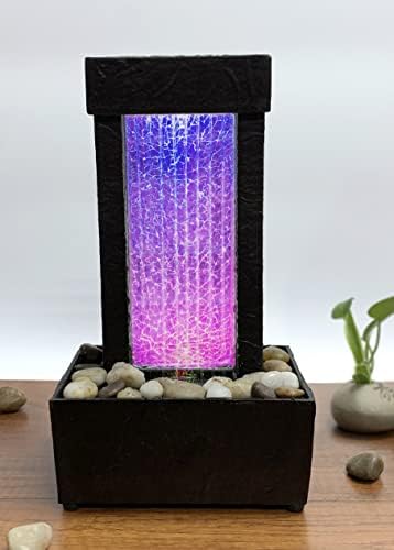 Natures Mark 10 Inch H Crackled Glass Water Fountain with LED Lights