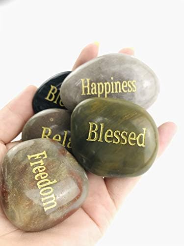 24pcs Engraved Inspirational Stones for Healing and Zen Therapy