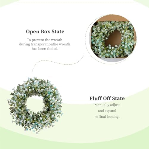 Summer 24-Inch Wreath Blue Flower Front Door Decoration