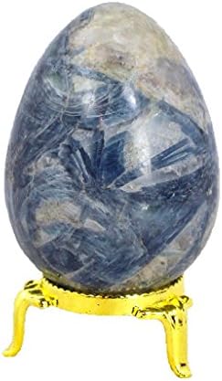 Kyanite Healing Egg 63mm x 64mm Reiki Activated Lapidary with Stand