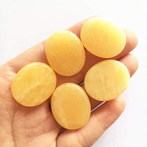 7 Pcs Natural Yellow Jade Worry Stones for Meditation and Chakra Healing