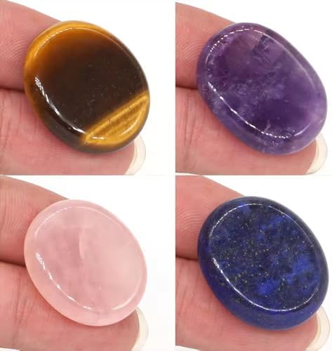 Approx 26x22mm Oval Natural Stone Palm Worry Stone