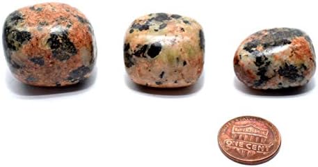 Orange Orthoclase With Black Tourmaline Tumbled Stones 5PCS