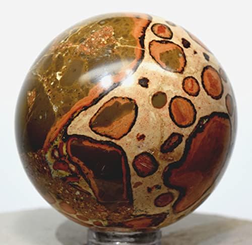 HQRP 47mm Leopardite Jasper Sphere Natural Crystal Mineral Ball with Stand
