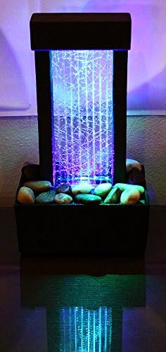 Natures Mark 10 Inch H Crackled Glass Water Fountain with LED Lights