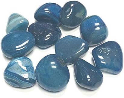 Tumbled Dyed Agate Stones 1 Inch Blue Velvet Bag
