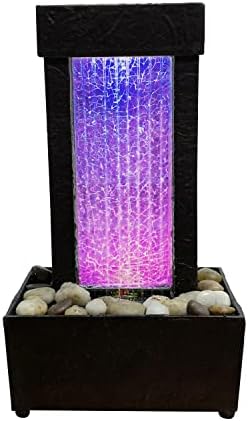 Natures Mark 10 Inch H Crackled Glass Water Fountain with LED Lights