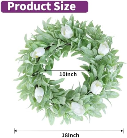 Seasons 18 Inch Lambs Ear Wreath for Home Decor