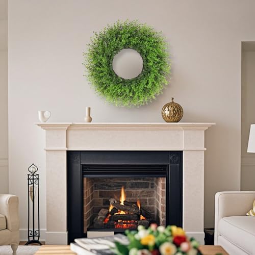 CYANBLOOM Boxwood Wreath for Front Door 24 Inch