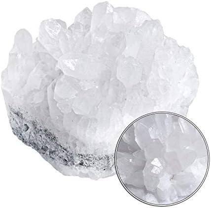 Amogeeli Natural Rock Crystal Geode Cluster Decor