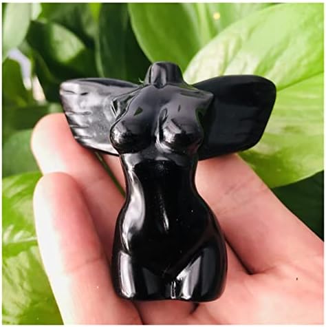 FIDEMM Natural Black Obsidian Healing Crystal Statue