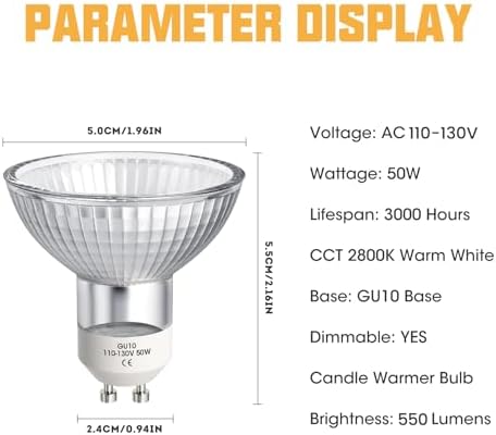 Mlogiroa 50W GU10 LED Candle Warmer Bulbs 6-Pack