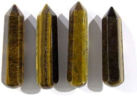 60MM Golden Tiger Eye Crystal Wand with Velvet Pouch