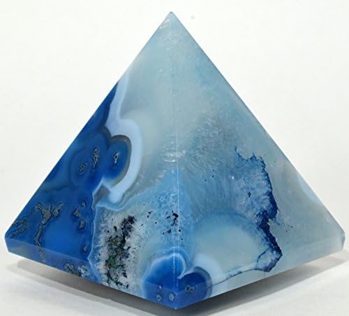 HQRP HC Set Rich Blue Agate Pyramid Clear Quartz Cabochon Decor Stones