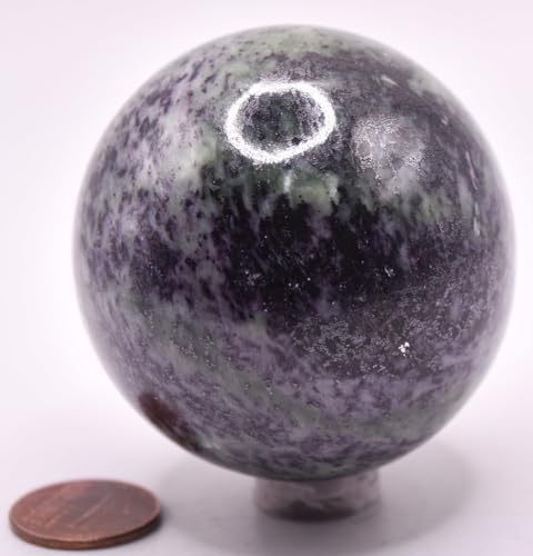 21 Inch Purple Kammererite Sphere with Green Inclusions - India Stand