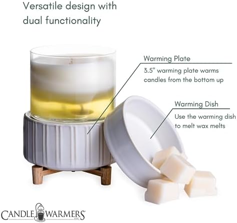 Candle Warmers ETC 2-in-1 Ceramic and Wood Fragrance Warmer