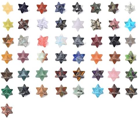24pcs Multi-Color Carved Gemstone Merkaba Star Healing Stones
