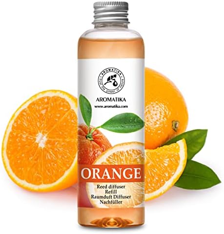 Aroma Organic Reed Diffuser Refill with Natural Orange Essential Oil 200ml