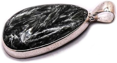 35mm 40ct Green Clinochlore Seraphinite Pendant in Sterling Silver Gift Box