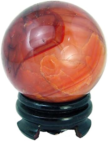 Carnelian Agate Sphere 82mm Healing Stone with Stand