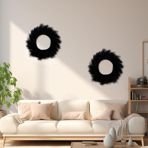 24 Inch Artificial Pampas Grass Wreath for Home Halloween Decor