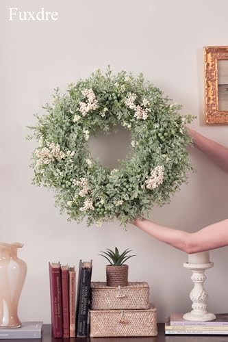 Realistic Greenery Wreath for Front Door - 197 Inch Artificial Eucalyptus Spring Decor